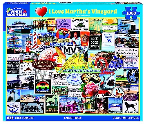 White Mountain 1000 Piece Jigsaw Puzzle Massachusetts State Collage with Large Pieces for Adulta and Family 24x30 I Love Marthas Vineyard - Image 5