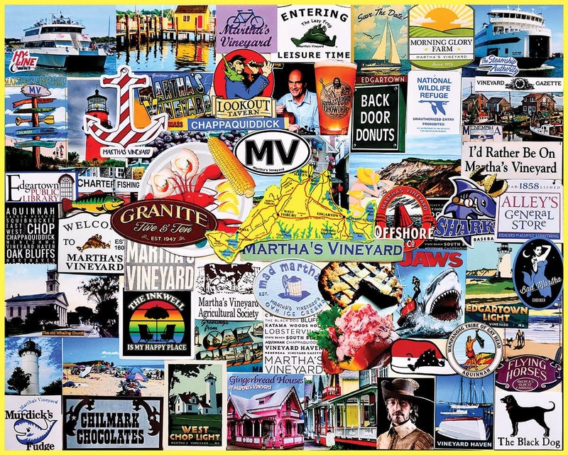 White Mountain 1000 Piece Jigsaw Puzzle Massachusetts State Collage with Large Pieces for Adulta and Family 24x30 I Love Marthas Vineyard - Image 3