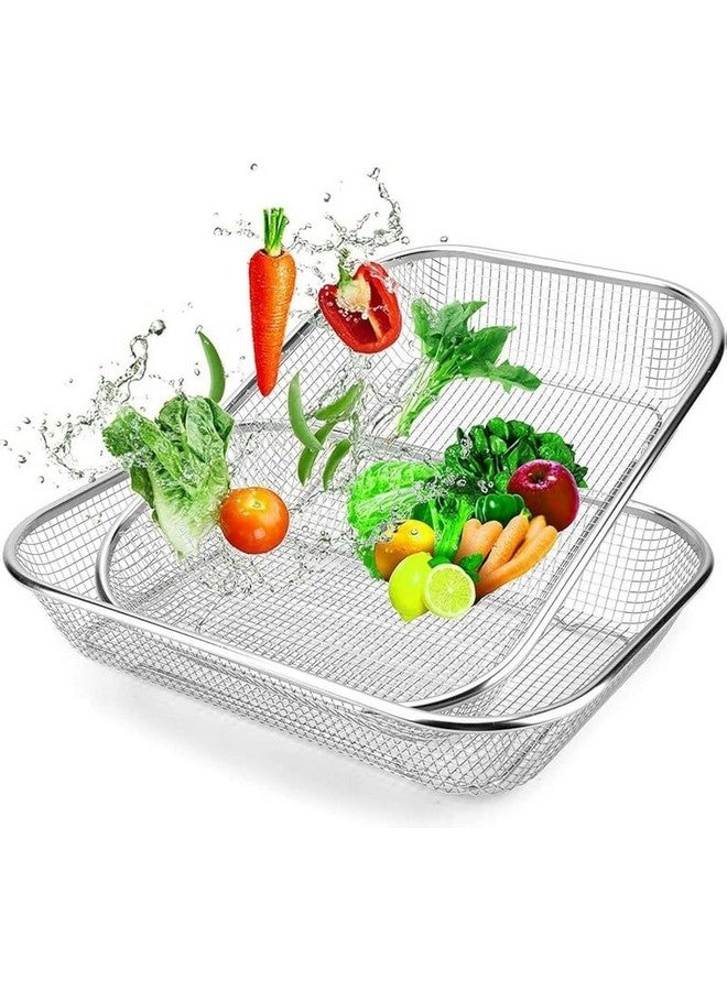 Nexllent Stainless Steel Dish Drainer Basket for Kitchen Utensils/Dish Drying Stand/Plate Rack/Bartan Basket/Sink Counter Top Dish Drainer Rack (Big 30 * 20 * 6 CM) - Image 1