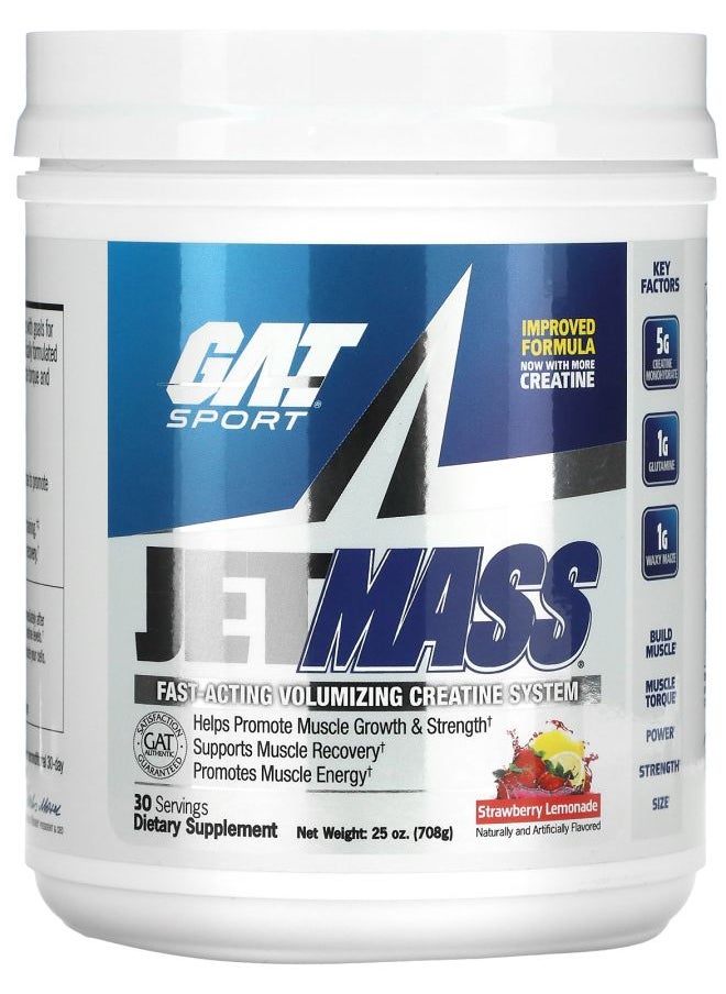GAT JetMASS FastActing Volumizing Creatine System Strawberry Lemonade 25 oz (708 g) 