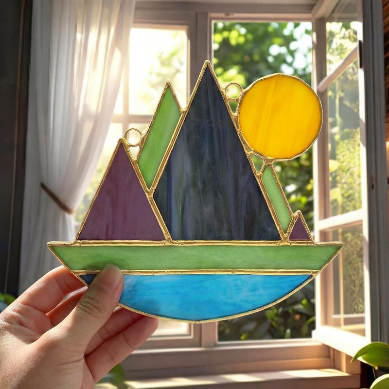 LemonRoad Unfinished Pre Cut Stained Glass for Adult Beginners Made Easy Stained Glass Craft with Solder Wire, Gel Flux, Flux Brush for Home Birthday Party Decor(Mountains) - Image 3
