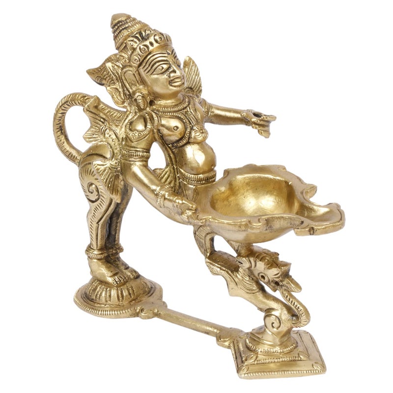 ARTVARKO ARTVARKO Brass Garuda Aarti Diya Vishnu Vahana Perumal Oil Lamp Decorative Puja Home Temple Accessory Camphor Burner Loban lamp Diwali Gifts Home Dcor 55 Inch  - Image 1