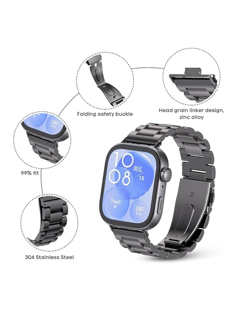 Compatible Band Huawei Watch FIT3 Compatible Band, Stainless Steel Material, Compatible with Huawei Watch Fit 3, Adjustable Metal Strap, Business Design, High-grade, Replacement Strap, Stainless Steel - Image 4