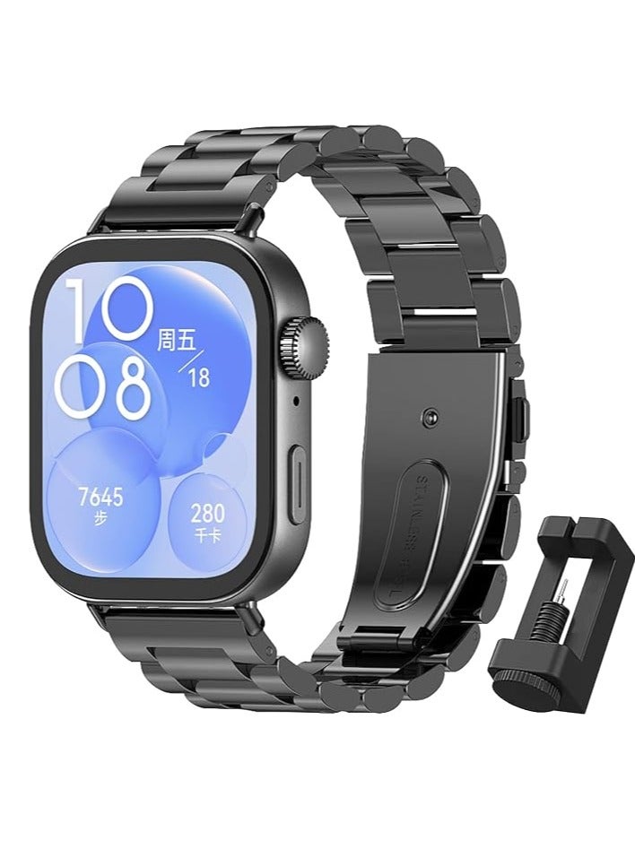 Compatible Band Huawei Watch FIT3 Compatible Band, Stainless Steel Material, Compatible with Huawei Watch Fit 3, Adjustable Metal Strap, Business Design, High-grade, Replacement Strap, Stainless Steel - Image 1