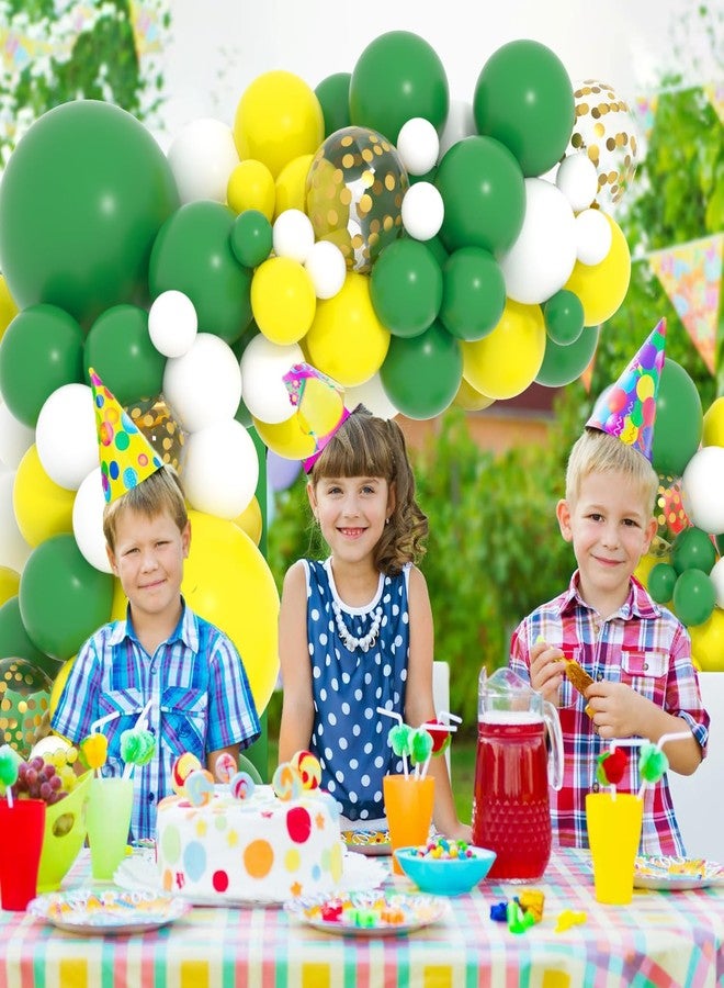 لوديو طقم قوس بالونات أخضر وأبيض بتصميم كلاسيكي - بالونات خضراء داكنة وصفراء، بالونات ذهبية لامعة، مثالية لتزيين حفلات أعياد الميلاد، وحفلات استقبال المولود، وحفلات التخرج، وحفلات الزفاف، وحفلات الحدائق الصيفية. - Image 4