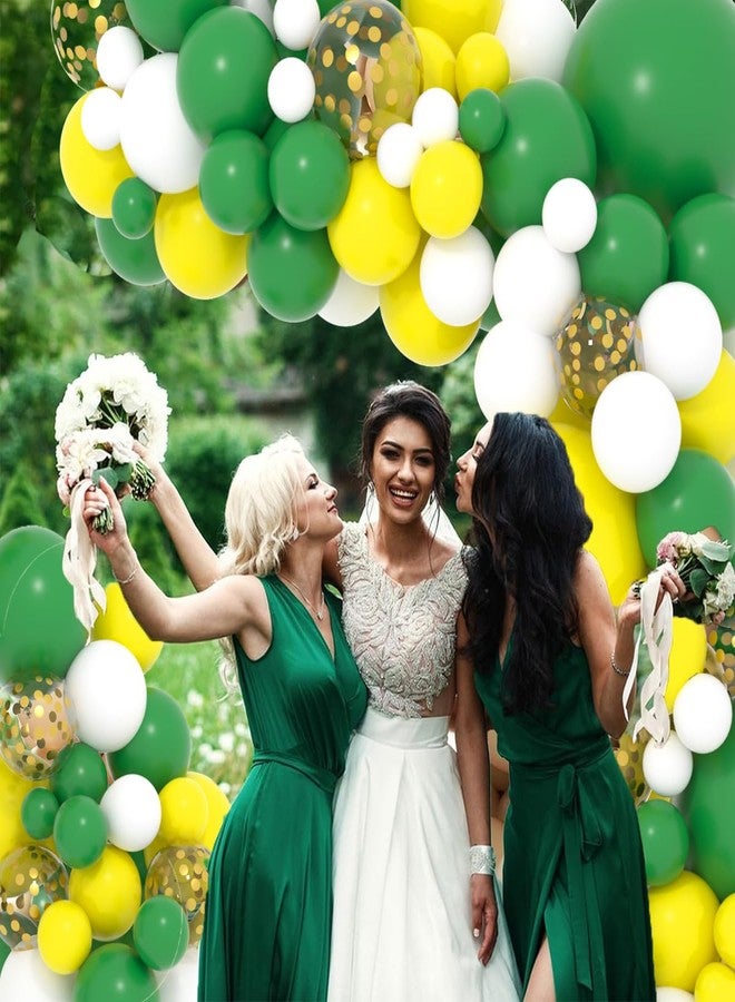 لوديو طقم قوس بالونات أخضر وأبيض بتصميم كلاسيكي - بالونات خضراء داكنة وصفراء، بالونات ذهبية لامعة، مثالية لتزيين حفلات أعياد الميلاد، وحفلات استقبال المولود، وحفلات التخرج، وحفلات الزفاف، وحفلات الحدائق الصيفية. - Image 3