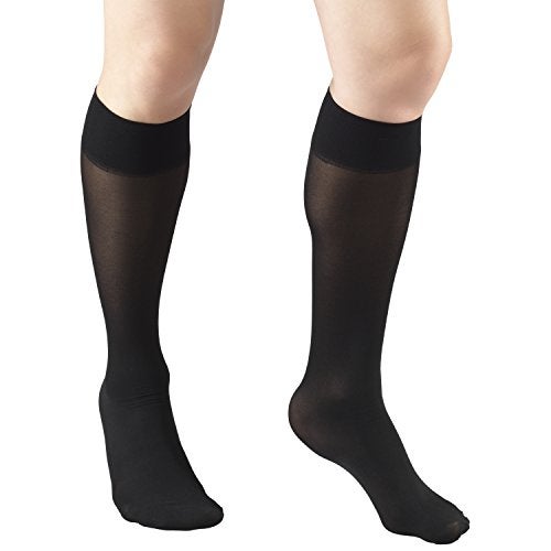 Truform Sheer Compression Stockings, 8-15 mmHg, Women's Knee High Length, 20 Denier, Black, X-Large - Image 1