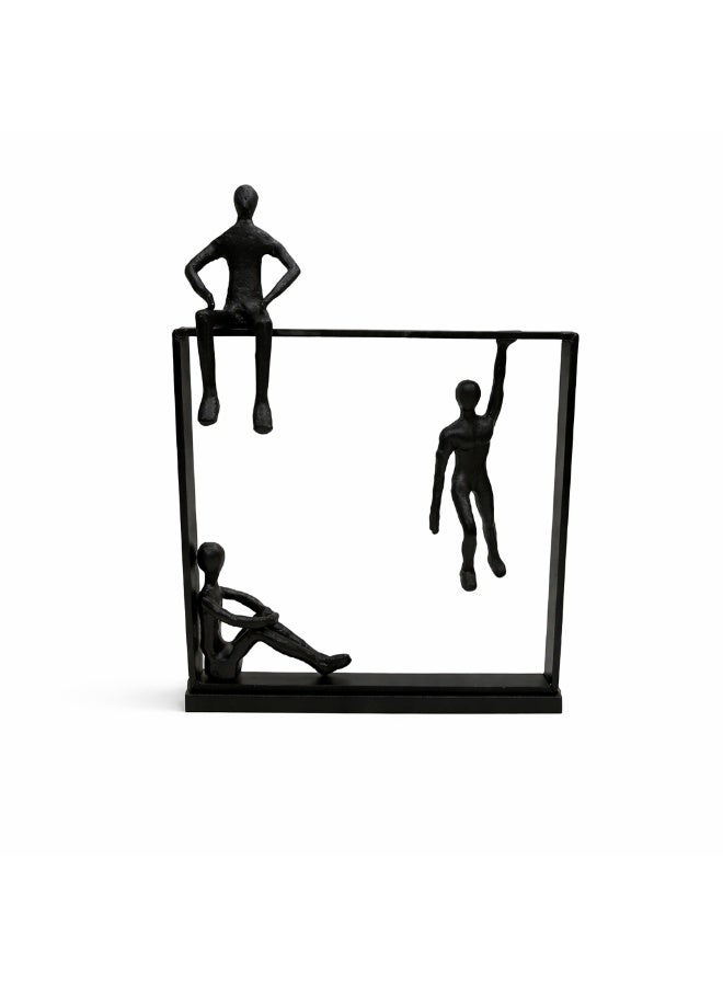 تمثال ديكور يدوي الصنع بتصميم 3 رجال تجريدي، أسود - Image 2