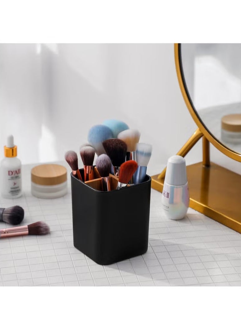 Hoasis Bamboo Toothbrush Holder for Bathrooms, 3 Slots Toothbrush and Toothpaste Holder Bathroom Counter Organizer for Electric Toothbrushes, Floss, Razors (Black) - Image 5