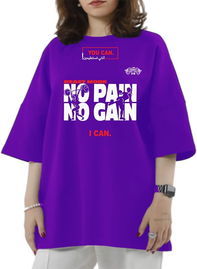 Genérico Women's Oversize T-shirt - No Pain No Gain Printed for exercise, gym and bodybuilding 006 - Image 2