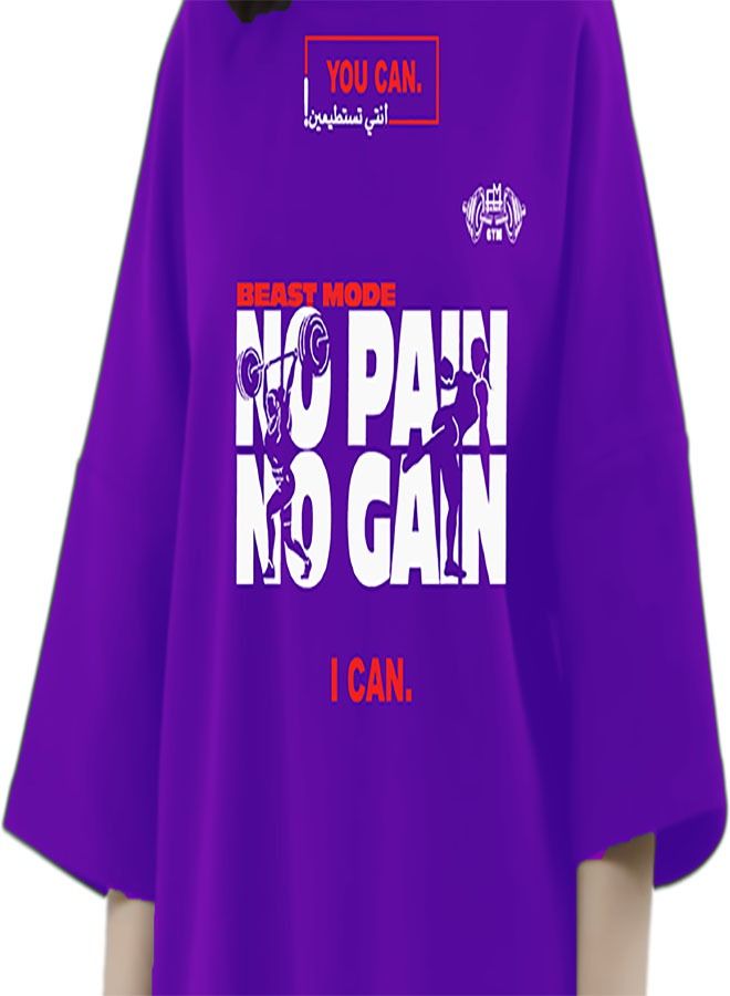 Genérico Women's Oversize T-shirt - No Pain No Gain Printed for exercise, gym and bodybuilding 006 - Image 4