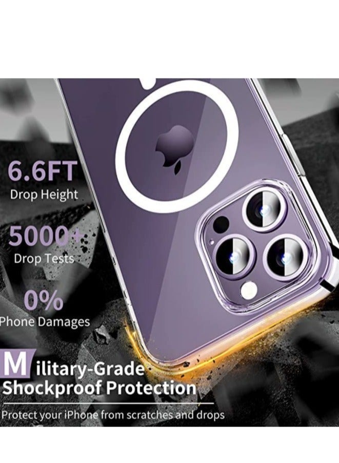 MUNTAQI iPhone 14 Pro Max Meg-safe case | Anti Yellowing clear case | ultra slim Anti-Scratch Hard back cover | Shockproof Corner Bumper Protection | Wireless charging compatible iphone 14 pro max cover - Image 4