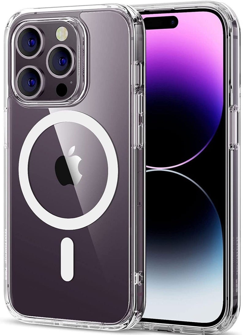 MUNTAQI iPhone 14 Pro Max Meg-safe case | Anti Yellowing clear case | ultra slim Anti-Scratch Hard back cover | Shockproof Corner Bumper Protection | Wireless charging compatible iphone 14 pro max cover - Image 1