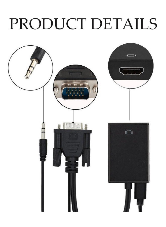 VGA to HDMI Adapter Converter 1080p with 3.5mm Audio Jack Portable VGA to HDMI Conversion Headband Power Supply Display for PC Laptop Computer Desktop Monitor TV Projectors HDTV Conversion Accessories - Image 2