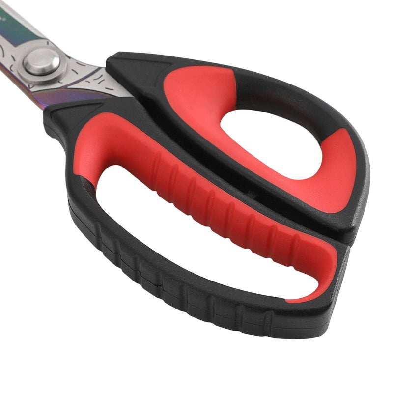 LIVINGO 10" Multipurpose Heavy Duty Scissors, Premium Titanium Coating Forged Stainless Steel Tool Industrial Shop Shears for Household, Pruning, Gardening, Fabric, Red/Black - Image 4