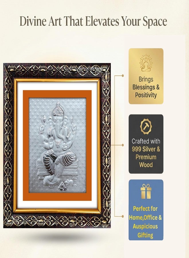 ARTSMINE 999 Silver Shri Ganesha Wall Frame - Certified Silver Art|Premium Finish|Auspicious Pooja Room Décor|Ideal for Home, Office & Diwali Gifting - 1 × Unit - Image 2