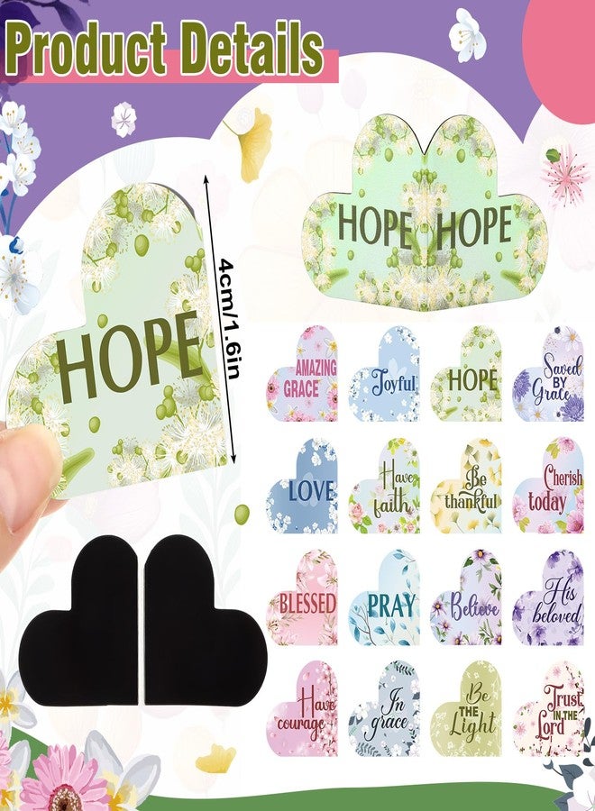 Skyygemm 48 Pcs Christian Bible Magnetic Bookmark Inspirational Bookmarks Religious Gift with Bible Verse Heart Shaped Floral Magnetic Page Clips for Mother's Day Mom Women Church - Image 3