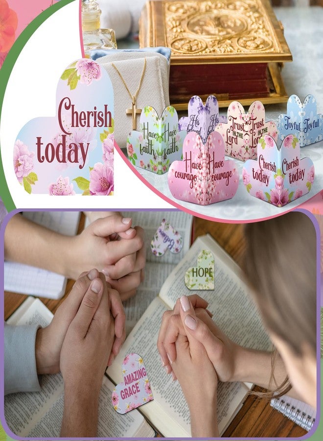 Skyygemm 48 Pcs Christian Bible Magnetic Bookmark Inspirational Bookmarks Religious Gift with Bible Verse Heart Shaped Floral Magnetic Page Clips for Mother's Day Mom Women Church - Image 5