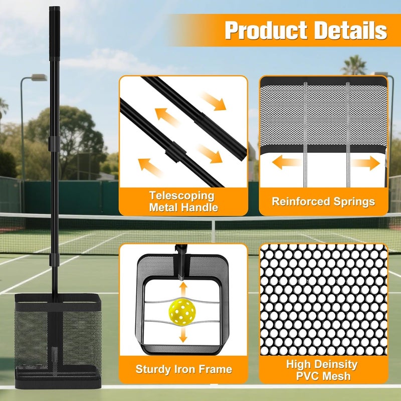 Retrora Pickleball Picker Upper Ball Holder - Lightweight Collector with Adjustable Handle - Image 4