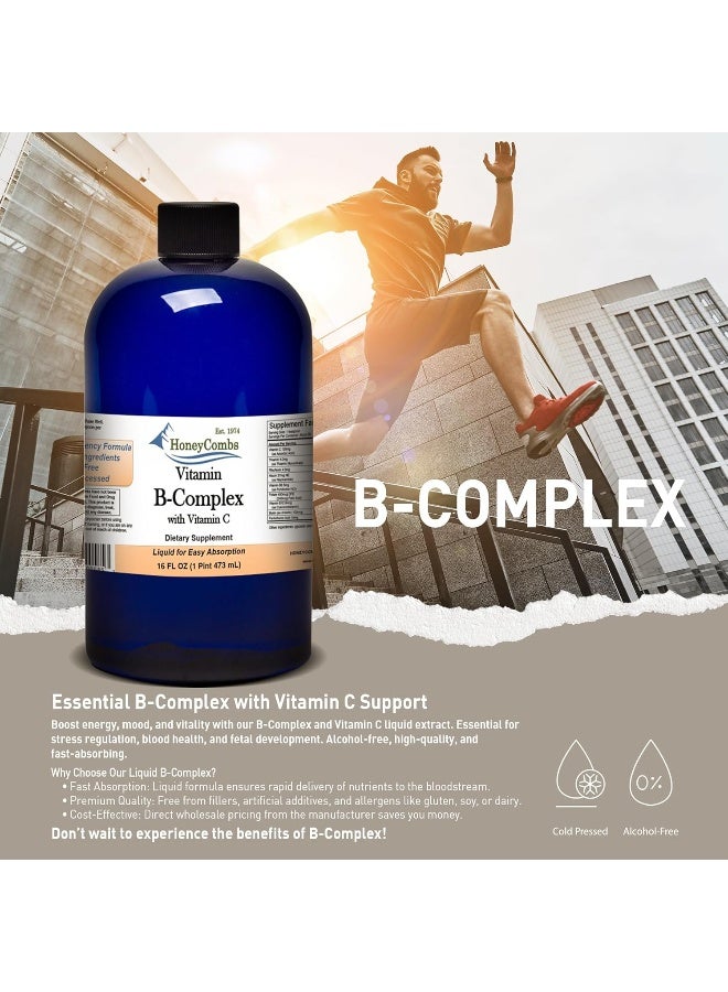HoneyCombs Vitamin B Complex Drops – Liquid Supplement with Vitamin B1, B2, B3, B5, B6, B7, B9, B12 & Vitamin C – Super B Complex Vitamins – Alcohol-Free Liquid Vitamin Supplement, 16 Fl Oz. - Image 5