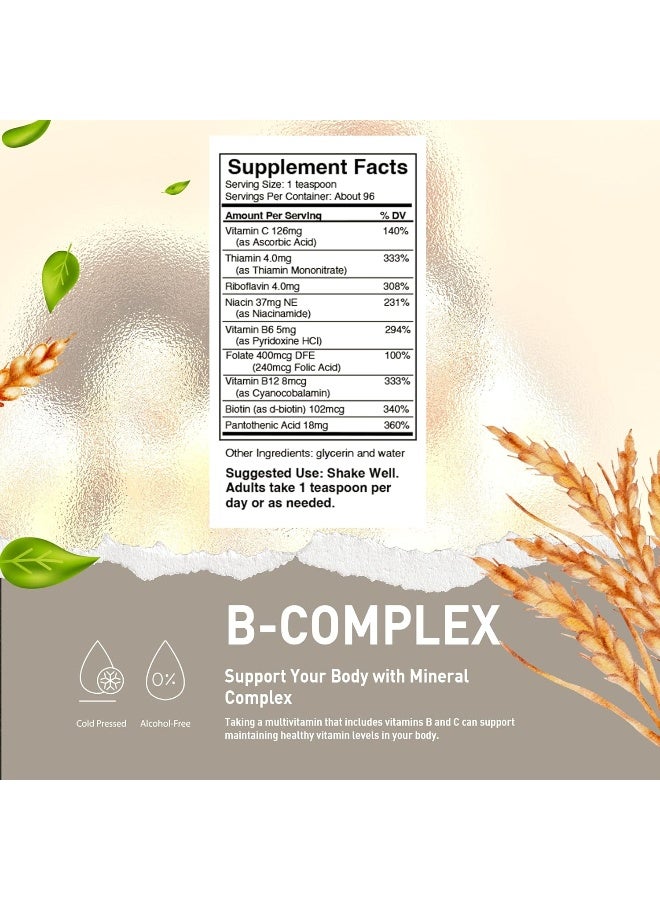 HoneyCombs Vitamin B Complex Drops – Liquid Supplement with Vitamin B1, B2, B3, B5, B6, B7, B9, B12 & Vitamin C – Super B Complex Vitamins – Alcohol-Free Liquid Vitamin Supplement, 16 Fl Oz. - Image 2