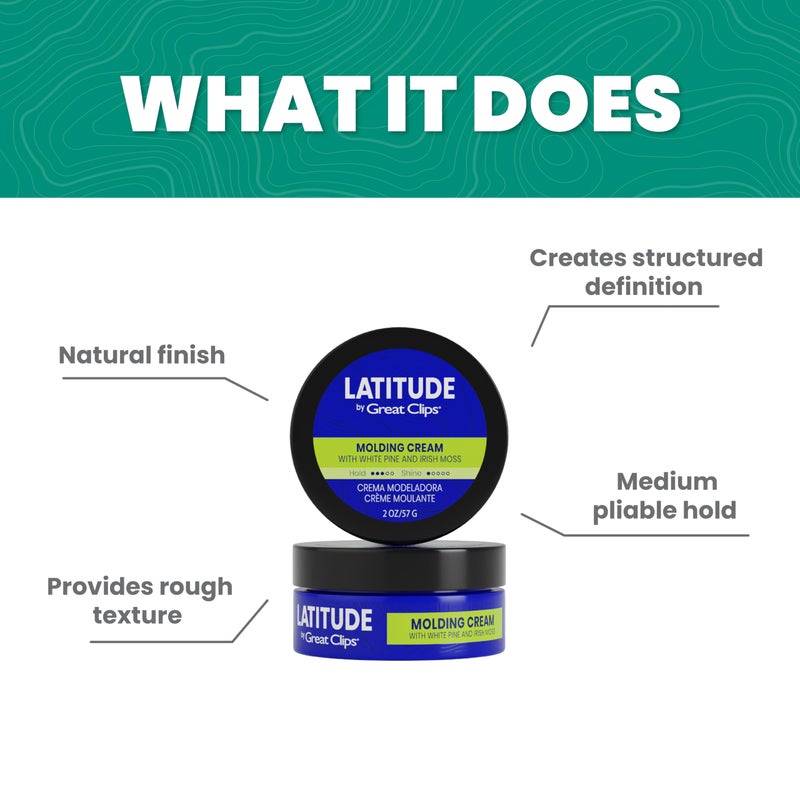 GREAT CLIPS LATITUDE Molding Cream | Hair Gel for Men | Low to Medium Hold + Low Shine | 2oz - Image 2