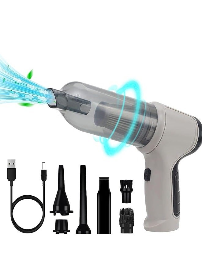 PADOM منظف لوحة المفاتيح من بادوم للمكتب والسيارة ومكنسة يدوية محمولة لاسلكية قابلة لإعادة الشحن 3 في 1 ومكنسة كهربائية صغيرة 35000 دورة في الدقيقة ومنفاخ هواء كهربائي لتنظيف الكمبيوتر (رمادي) - Image 1