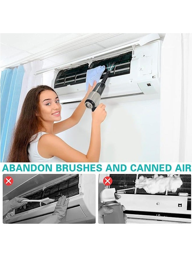 PADOM منظف لوحة المفاتيح من بادوم للمكتب والسيارة ومكنسة يدوية محمولة لاسلكية قابلة لإعادة الشحن 3 في 1 ومكنسة كهربائية صغيرة 35000 دورة في الدقيقة ومنفاخ هواء كهربائي لتنظيف الكمبيوتر (رمادي) - Image 4