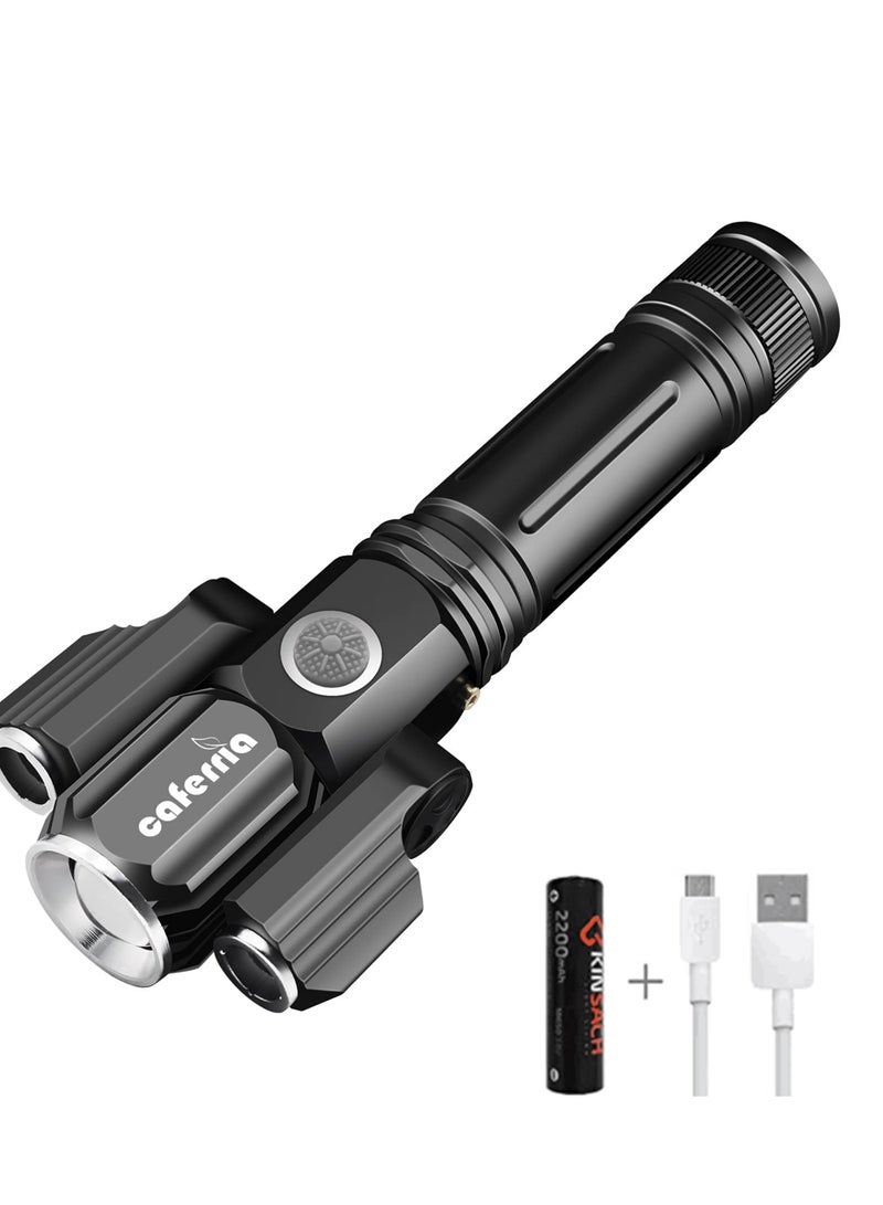 SYOSI LED Tactical Flashlight 1000 Lumens Electric Torch Ultra-Bright Handheld Travel Flashlight Rechargeable Waterproof Zoomable 4 Modes for Outdoor, Camping, Biking, Hiking, Emergency - Image 1