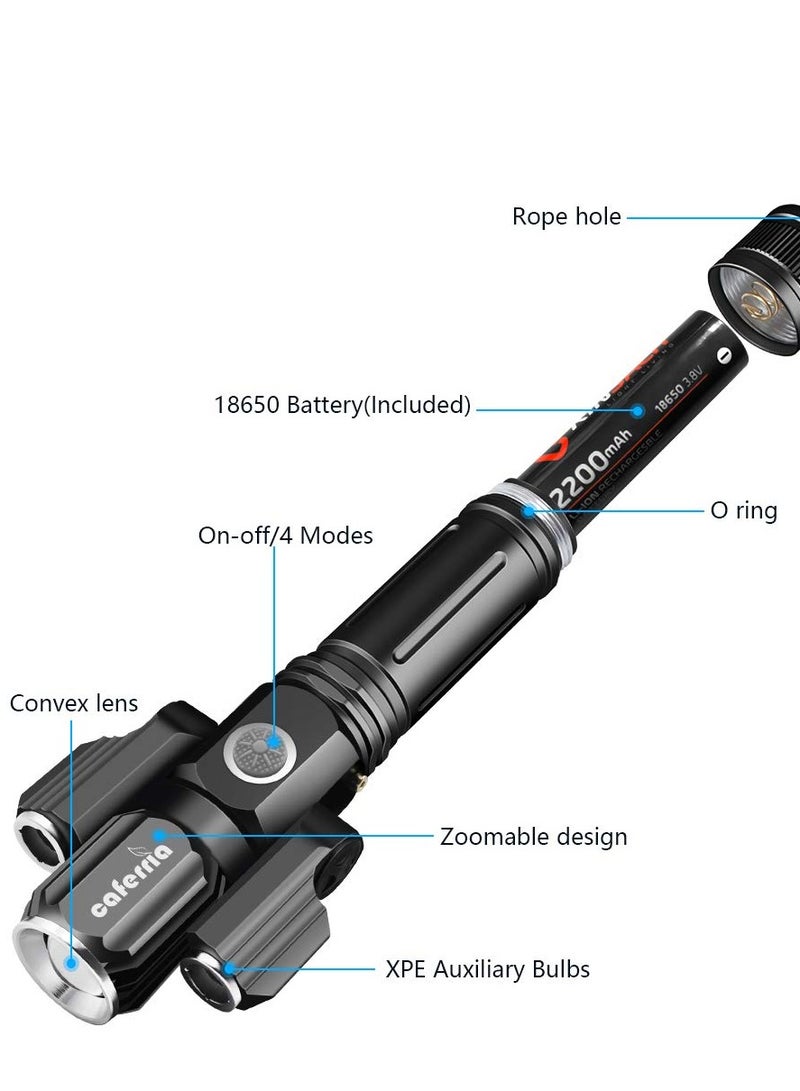SYOSI LED Tactical Flashlight 1000 Lumens Electric Torch Ultra-Bright Handheld Travel Flashlight Rechargeable Waterproof Zoomable 4 Modes for Outdoor, Camping, Biking, Hiking, Emergency - Image 3