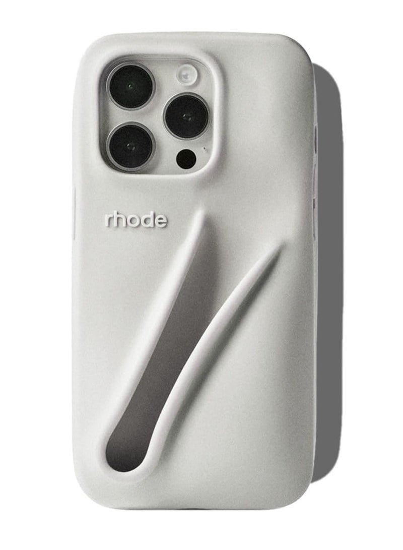 rhode iPhone 16 Pro Silicone Case Lip Holder for Cell Phone, Lip Gloss Adhesive Sleeve for Phone, Lip Holder Stick-on Phone Case, Back Stick On Holder for iPhone Phones (GREY) - Image 2