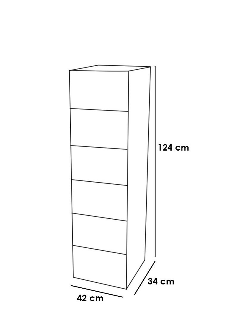المفرج درج تخزين بلاستيك  6 طوابق متعددة الاستخدامات 42×34×124 سم  - Image 4