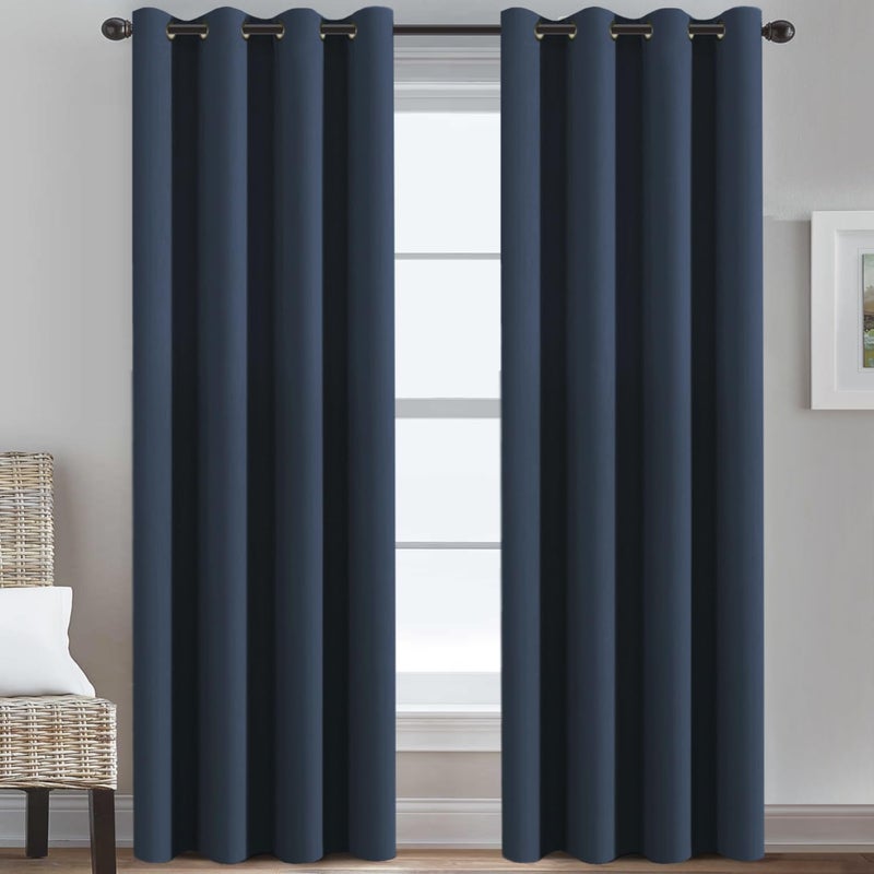 HVERSAILTEX Ultra Thick and Soft Curtains Blackout for Bedroom Window Treatment Boys Girls Kids Bedroom Curtains Thermal Insulated Grommet Curtain Panels for Living Room 52W by 84L Navy 1 Panel