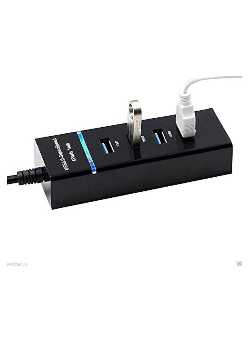 ماركة غير محددة - موزع USB 3.0 عالي السرعة بأربعة منافذ مع مؤشر LED - معدل نقل 5 جيجابت في الثانية، كابل بطول 30 سم، تصميم نحيف (طراز MV) - Image 1