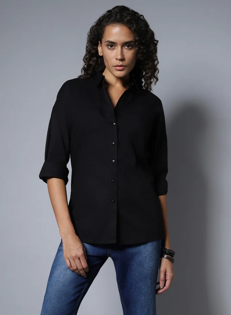 HIGH STAR Women's Regular Fit Meteorite Longline Cotton Shirt