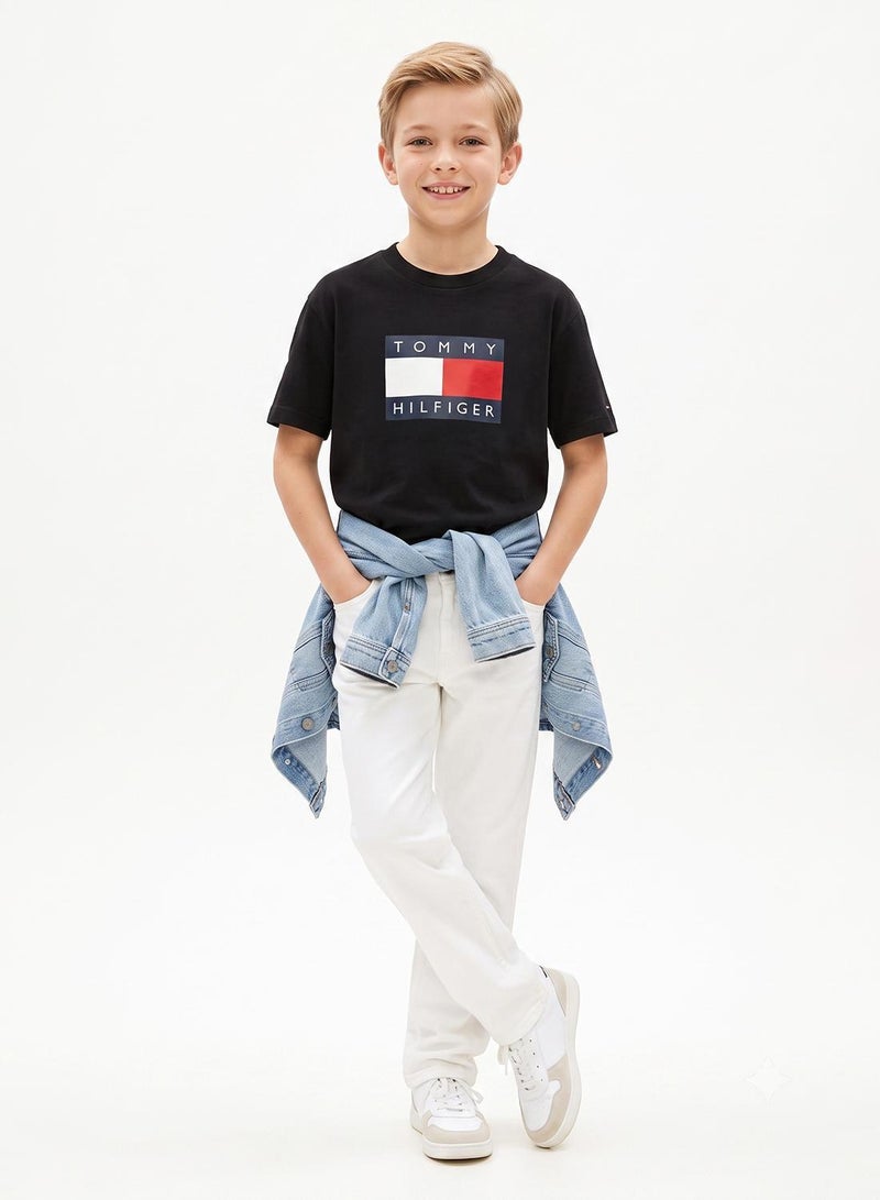 TOMMY HILFIGER Flag Logo Jersey Crew Neck T-Shirt - Image 1