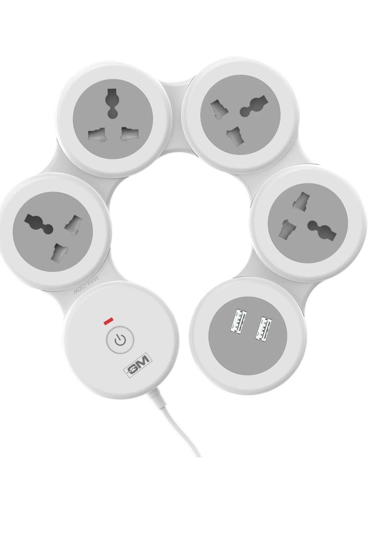 Cuba شريط الطاقة GM 3276 كوبا مع 2 USB 3.1A مفتاح رئيسي 4 مقبس دولي مع غطاء أمان كابل بطول 1.8 متر - Image 1