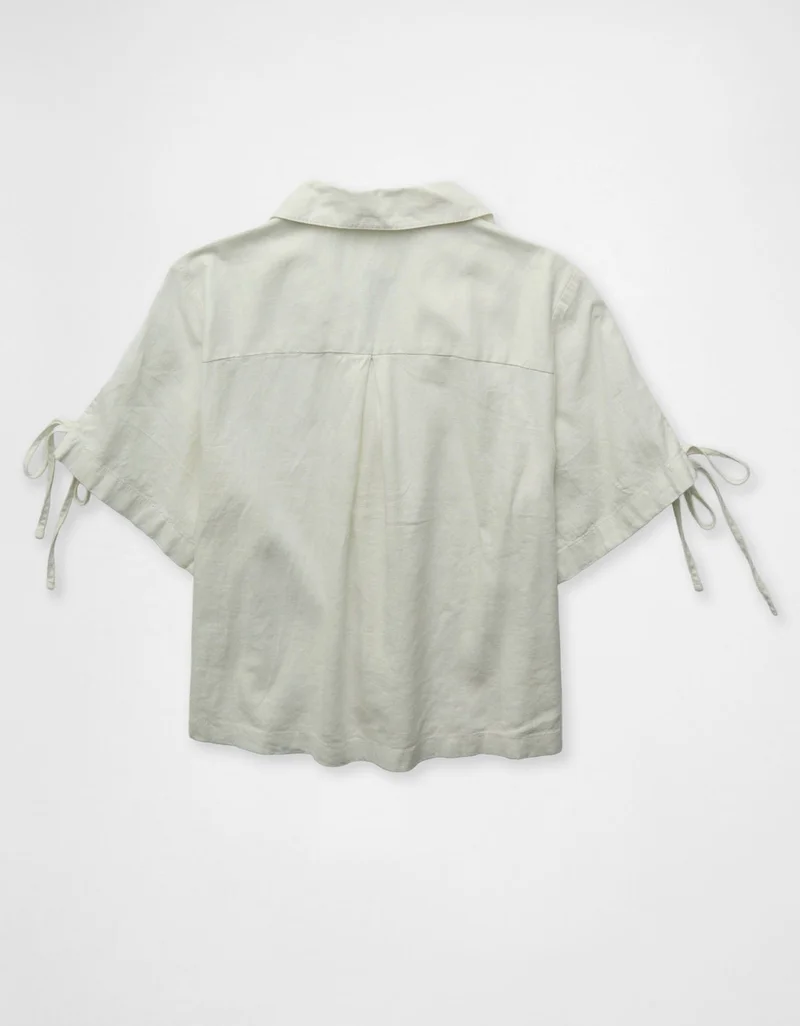 American Eagle  AE Linen-Blend Button-Up Shirt for Women | Best Price UAE