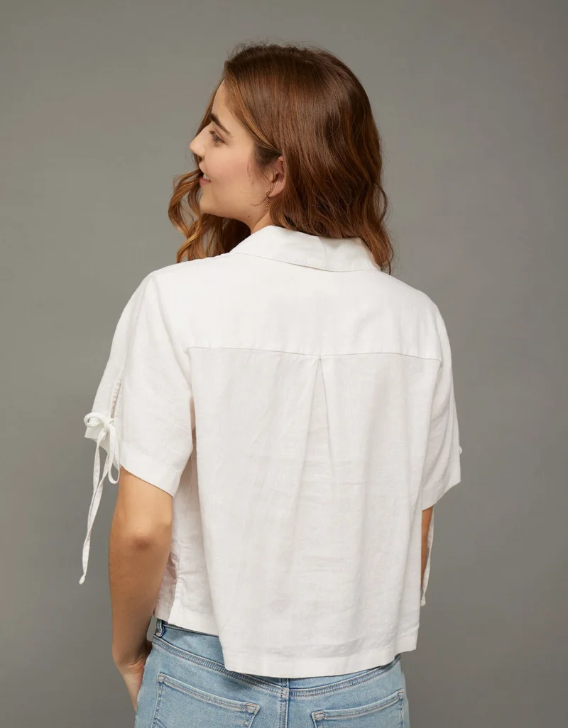 American Eagle  AE Linen-Blend Button-Up Shirt for Women | Best Price UAE