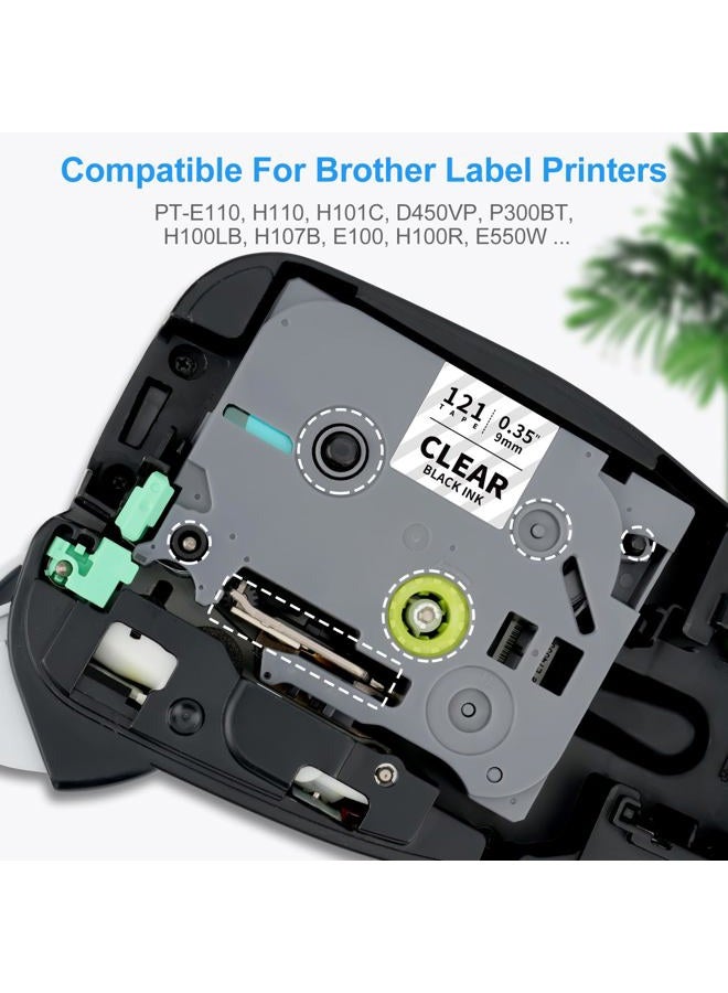 Absonic 4-Pack 9mm 0.35" Black on Clear Label Tape Compatible for Brother Tze-121 Tze121 TZ-121 P Touch Tze Tz Tape 9mm Clear for PTD220 PTD210 PTD200 PTD400 PTD600 PT1890 PT-1280 PT-1880 PT-2430PC - Image 3