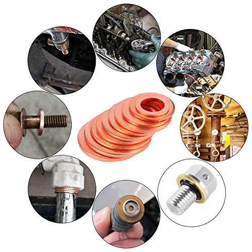 Toolwiz 150PCS 15 Sizes Copper Washers Metric Sealing Assortment Set M17.5-M5 Flat Ring Sump Plug Crush Washer Oil Drain Plug Gasket Seal Assortment Set M5/6/7/8/10/10.5/11/12/12.5/14/15/16/16.5/17.5 - Image 3