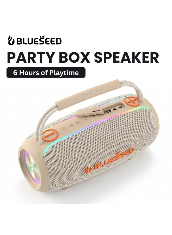 BLUESEED مكبر صوت بلوتوث BLUESEED BS-311، مكبر صوت خارجي مقاوم للماء IPX6، عمر بطارية 12 ساعة، نطاق لاسلكي 10 أمتار، أضواء RGB LED، متوفر بـ 5 ألوان، مكبر صوت محمول للسفر - رمادي - Image 1