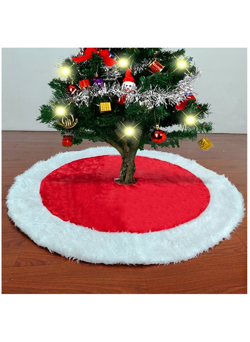 NIBEMINENT Snowflake Tree Skirt Decoration Plush Long Hair Pure White Multicolor