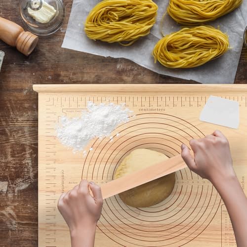 Zebrabox Wood Pastry Board with Measurements|Extra Large 24"x20"|Include Kneading Board,Rolling Pin,Dough Cutter|Multi-Functional Dough Board Set for Pie Mrusts, Pizzas, or Slicing Vegetables - Image 4