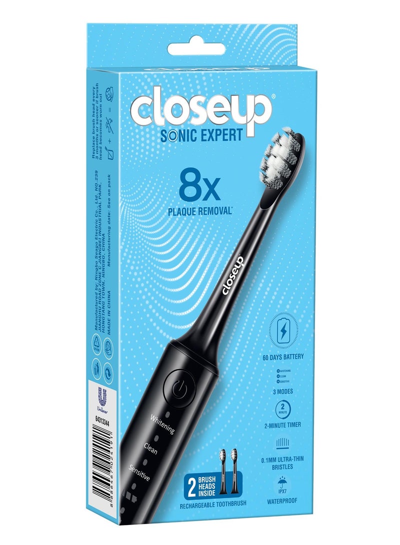 Closeup فرشاة أسنان قابلة للشحن سونيك إكسبيرت باللون الأسود - Image 1