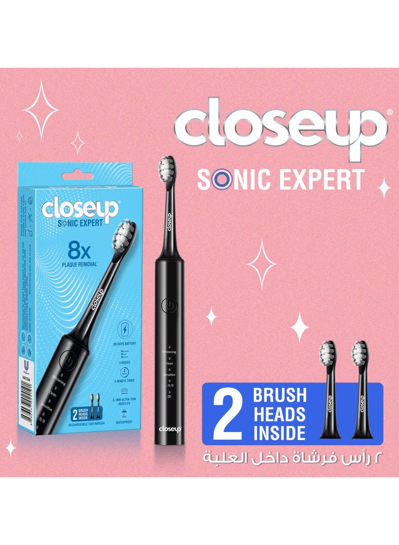 Closeup فرشاة أسنان قابلة للشحن سونيك إكسبيرت باللون الأسود - Image 3