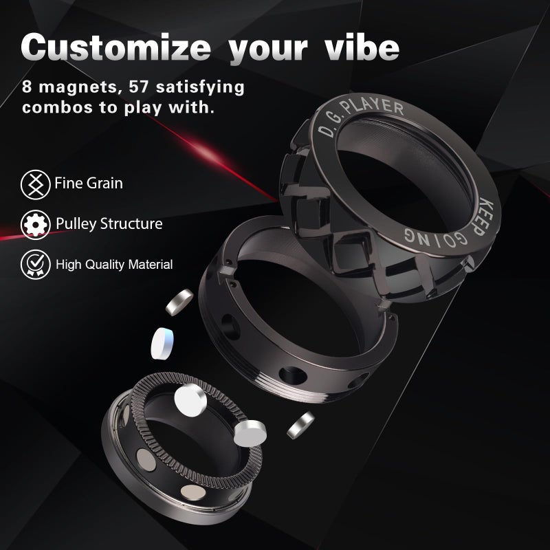 D.G.PLAYER Adjustable Magnetic Fidget Spinner Ring - Premium Stainless Steel Stress Relief Toy for Adults & Teens, ADHD Anxiety Relief, Perfect for Office Work Study Travel, Unique Gift & Stocking Stuffer - Image 2