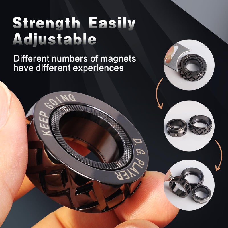 D.G.PLAYER Adjustable Magnetic Fidget Spinner Ring - Premium Stainless Steel Stress Relief Toy for Adults & Teens, ADHD Anxiety Relief, Perfect for Office Work Study Travel, Unique Gift & Stocking Stuffer - Image 5