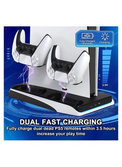 واي آند دي PS5 Cooling Bracket, Charging Dock Holder with Fan and Dual Controller Charger Station, Accessories Vertical Digital Stand Base for Playstation 5 Console/Disc/Digital Editions  - Image 3