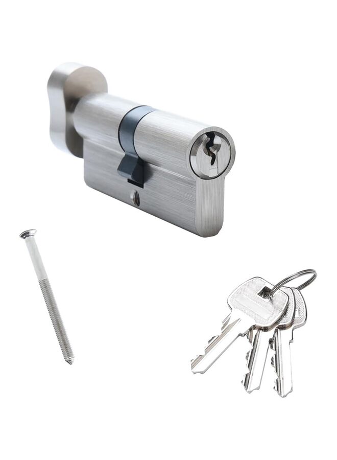 يُسلِّم أسطوانة قفل نحاسية صلبة مقاس 60 مم مع 3 مفاتيح نحاسية، أسطوانة قفل بديلة من النيكل الساتان، أسطوانة قفل باب - Image 4